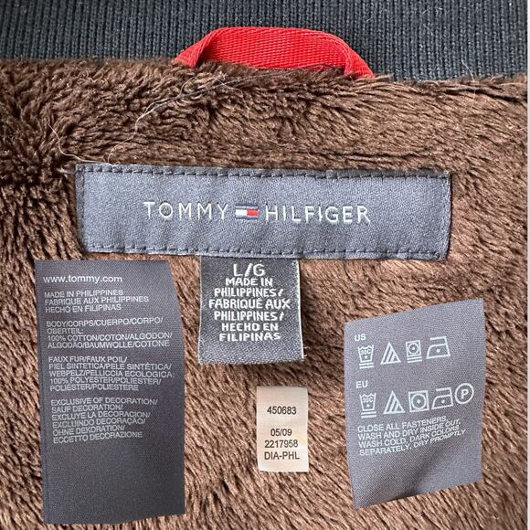 Vintage Tommy Hilfiger High Neck Zip-Up Plush Lined Sweatshirt Jacket L , Navy - Picture 11 of 11